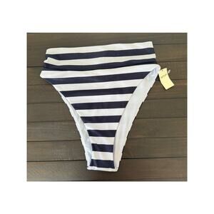 Aerie Navy and White High Waisted Bikini Bottoms Small NWT